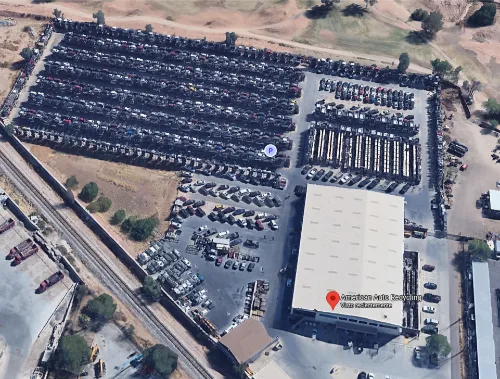 Vista aérea del patio de B&R Auto Wrecking – Gilbert (antes American Auto Recycling)